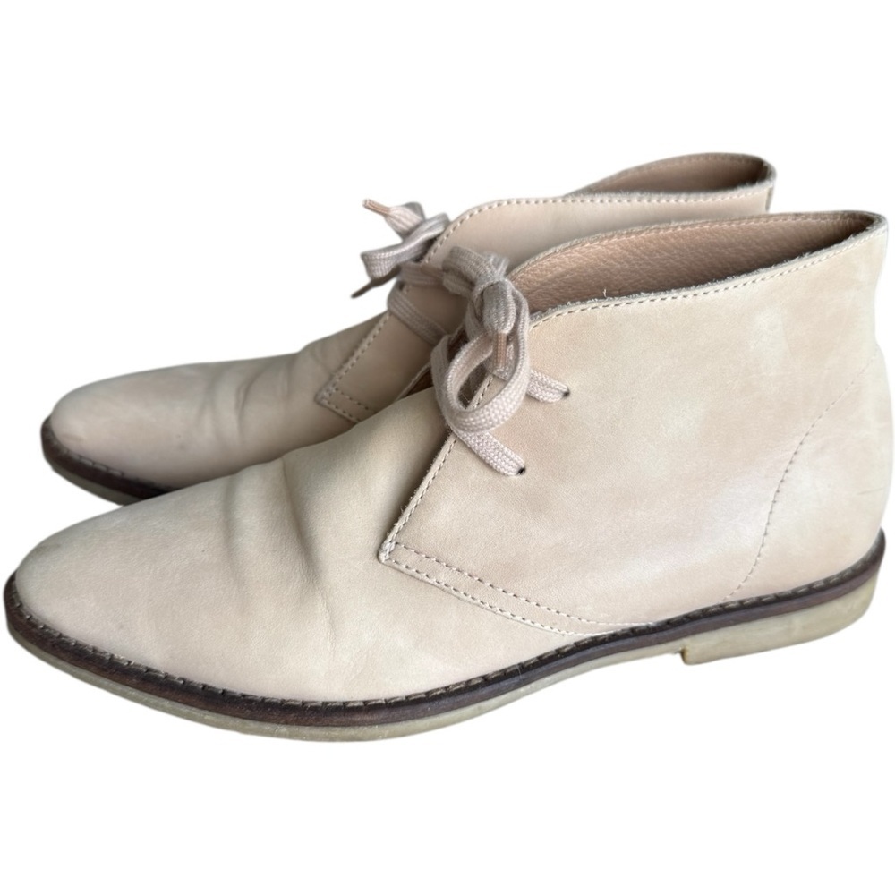 J.CREW Women's MacAlister Desert Flat Boots in Beige Stone | Tan Ankle Lace Up 6